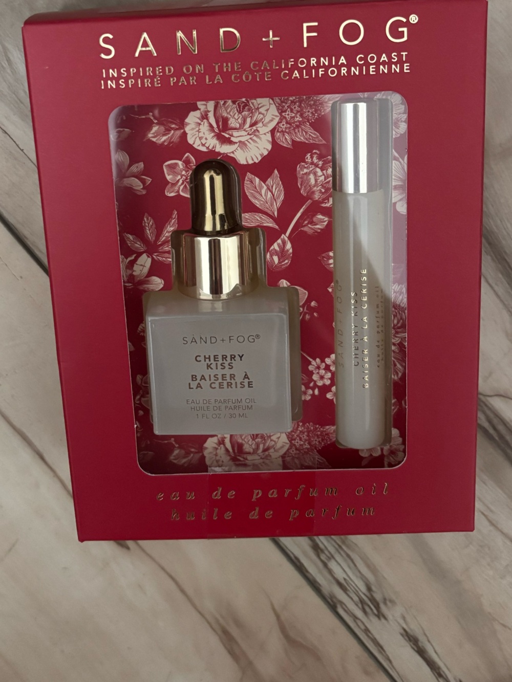 Sand + Fog Red Floral Moisturizer & Roller Gift Set